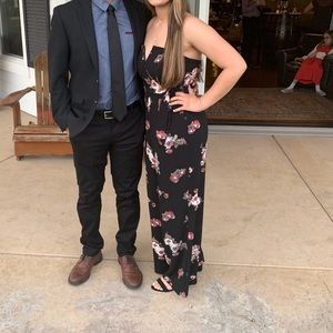 Black floral jumpsuit